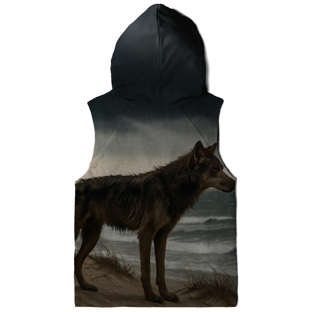 Coastal Dune Wolf Against Storm Front heavyweight hoodies