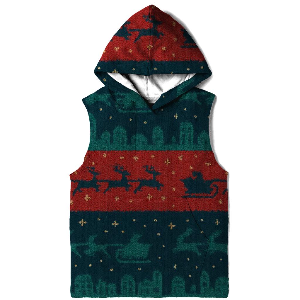 Santa Sleigh Skyline Stripes Design hoodie trends
