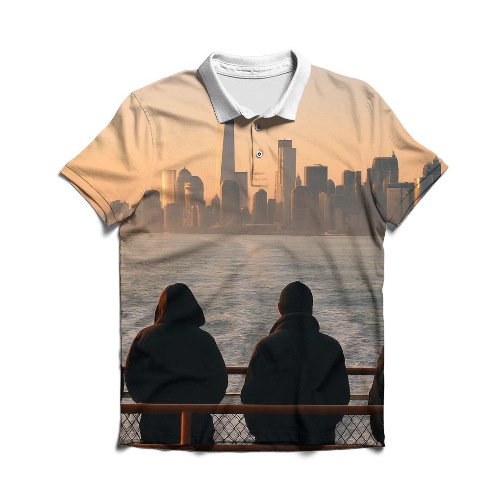 Sunrise From Staten Island Ferry Deck embroidered polo tops