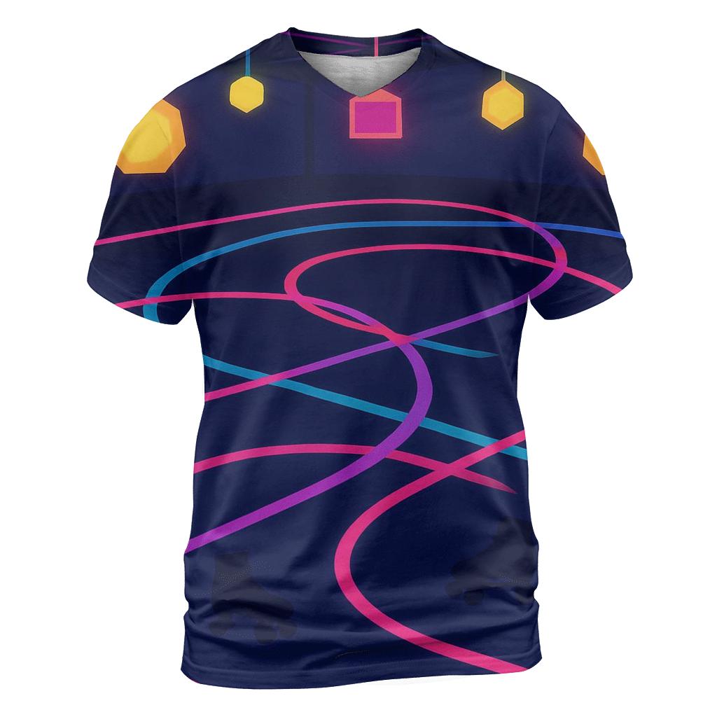Neon Roller Rink Lights vibrant all-over design tees