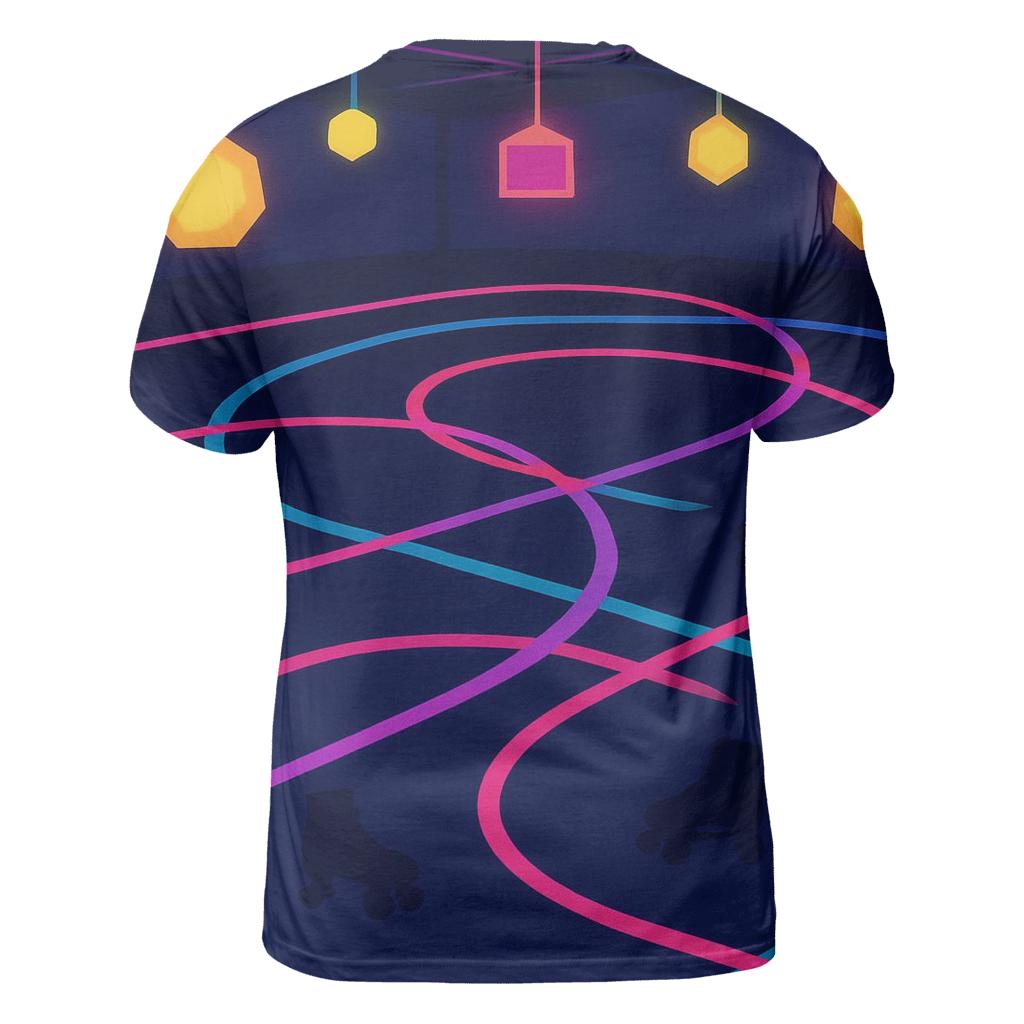 Neon Roller Rink Lights vibrant all-over design tees