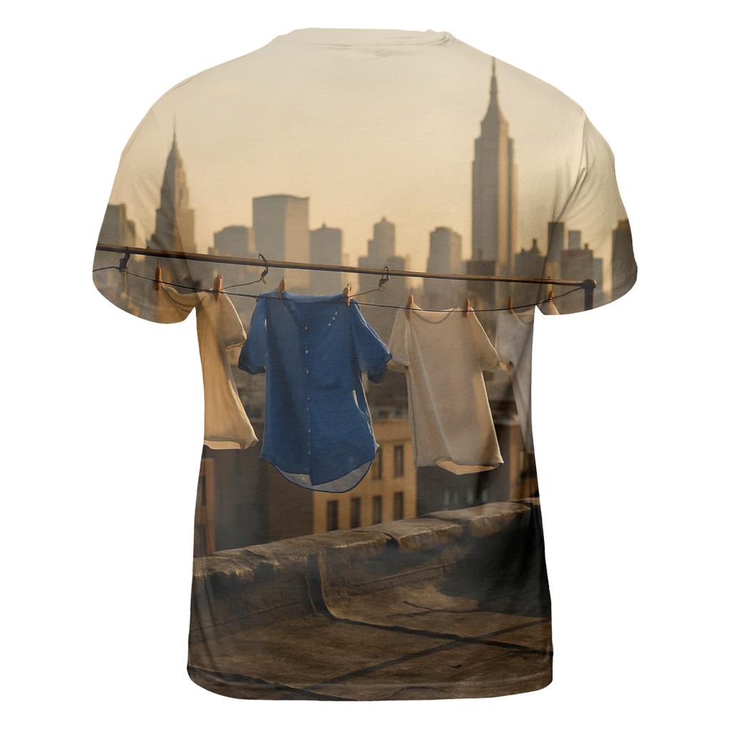 Queens Rooftop Laundry With Midtown Skyline designer pattern shirts