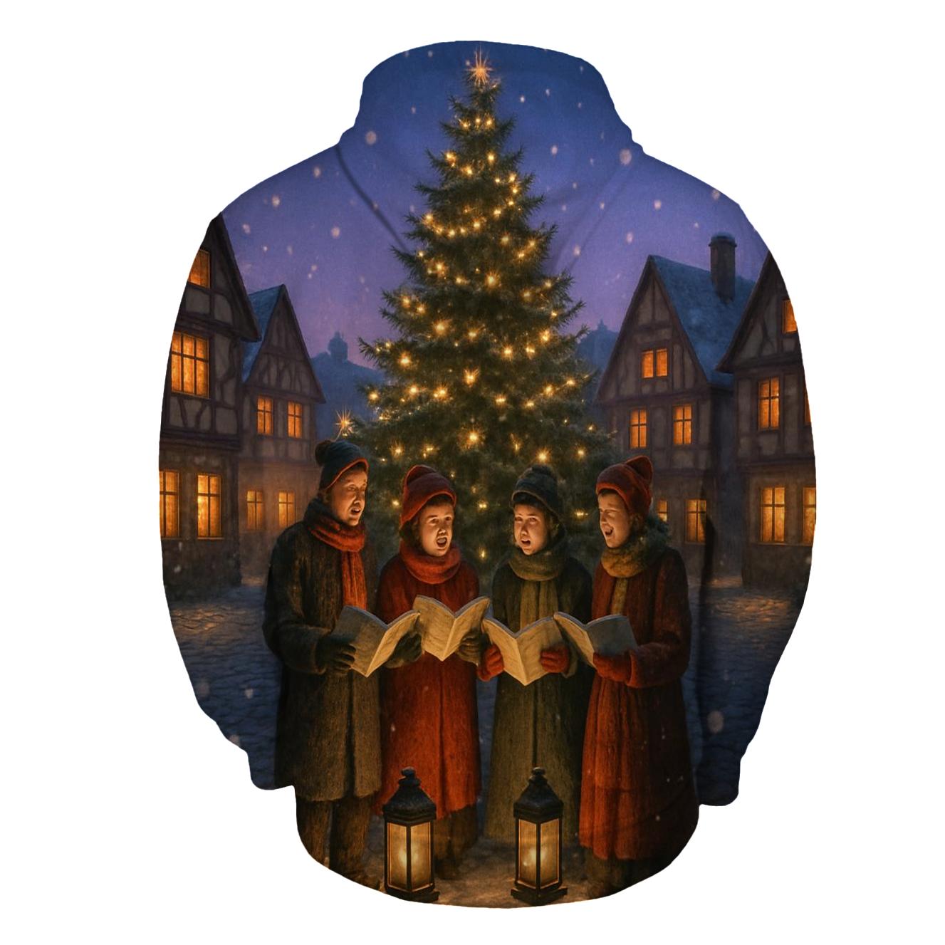 Snowy Village Carolers At Dusk hoodie designs