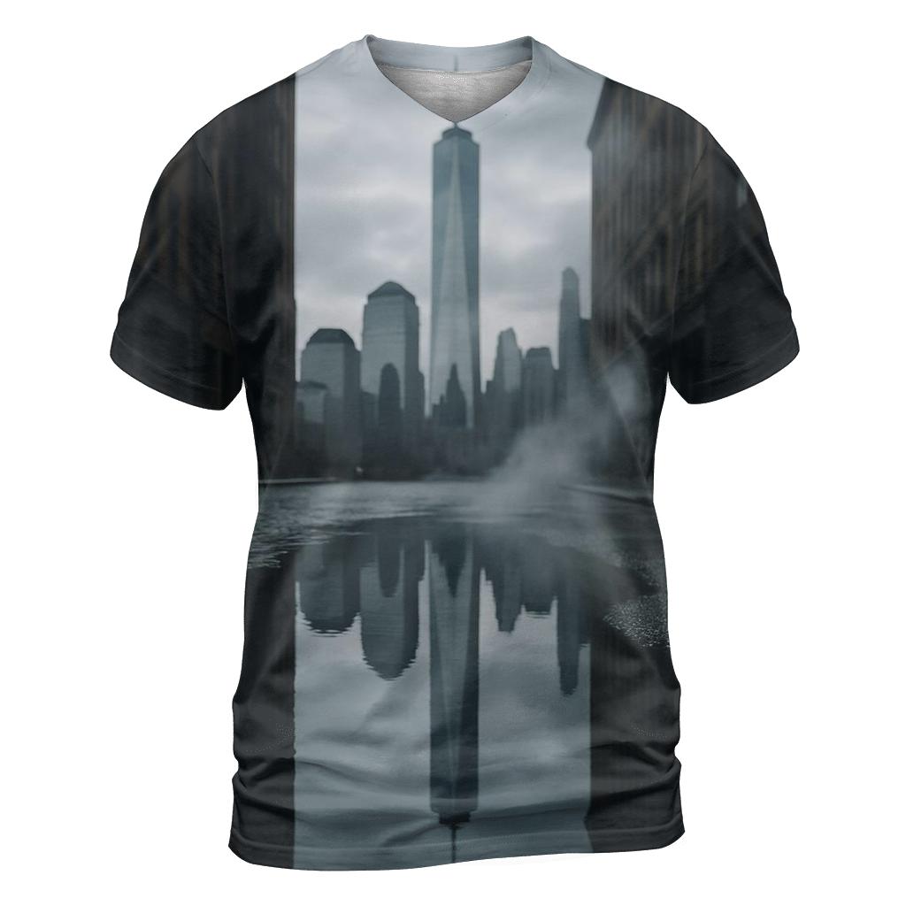Financial District Reflections In Puddle personalized full print shirts