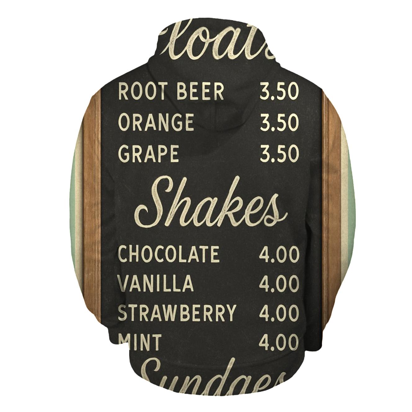 Vintage Soda Fountain Menu Board hoodies fashion