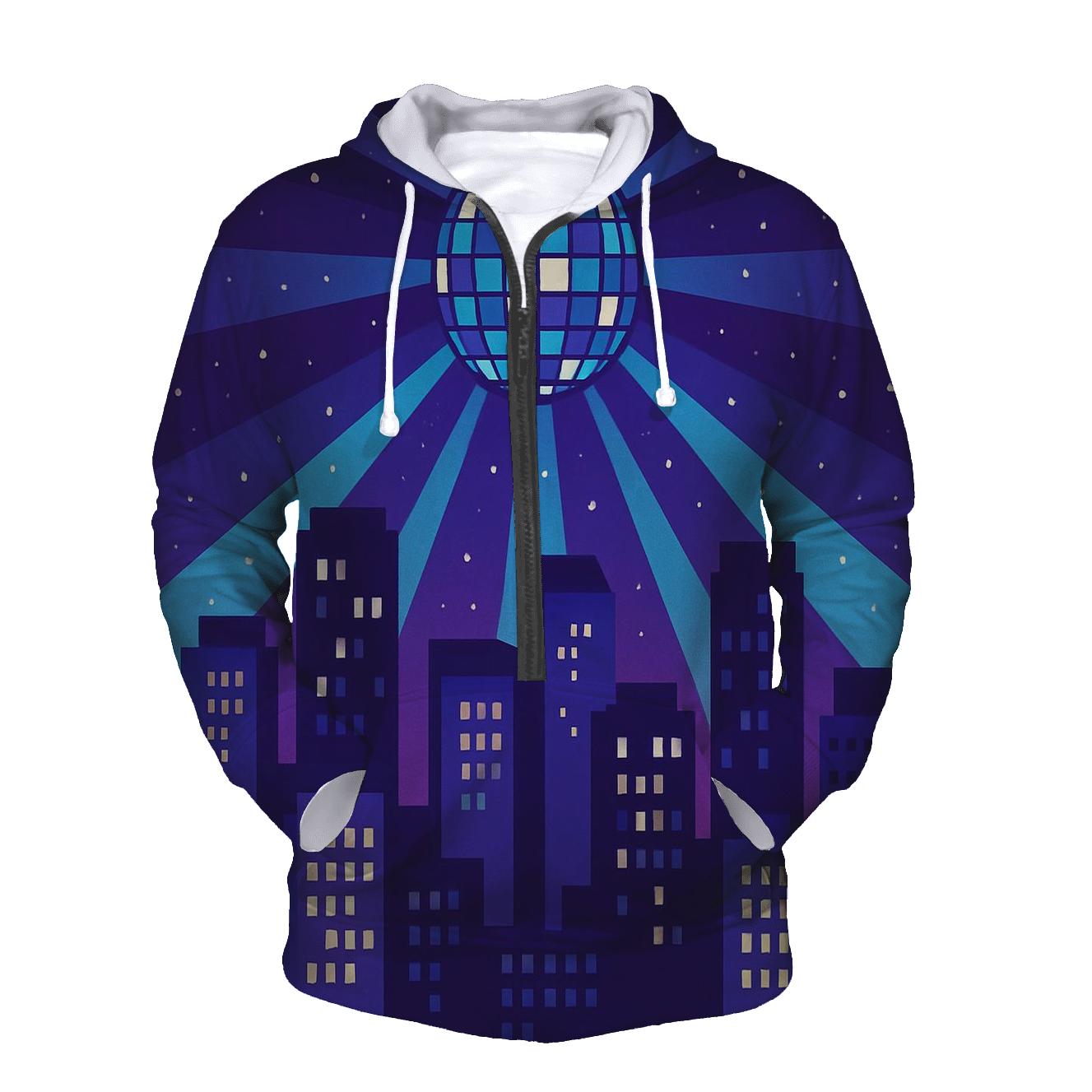 Disco City Skyline Glow pullover hoodies