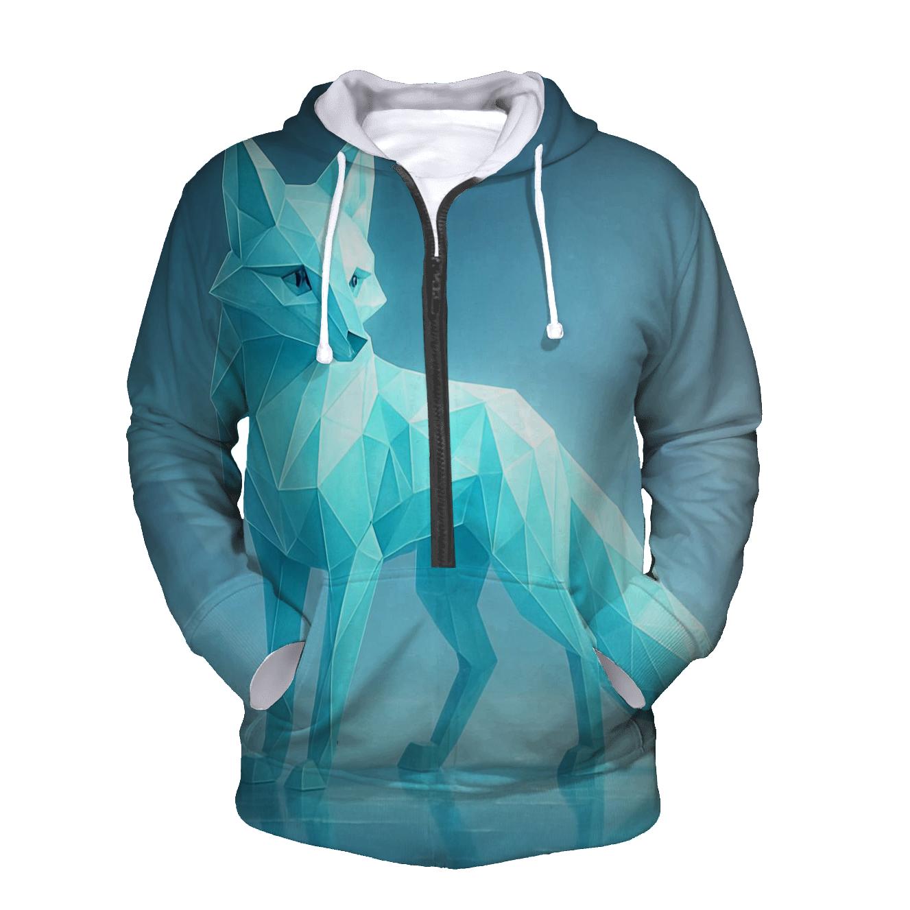 Crystal Glacier Fox embroidered hoodies