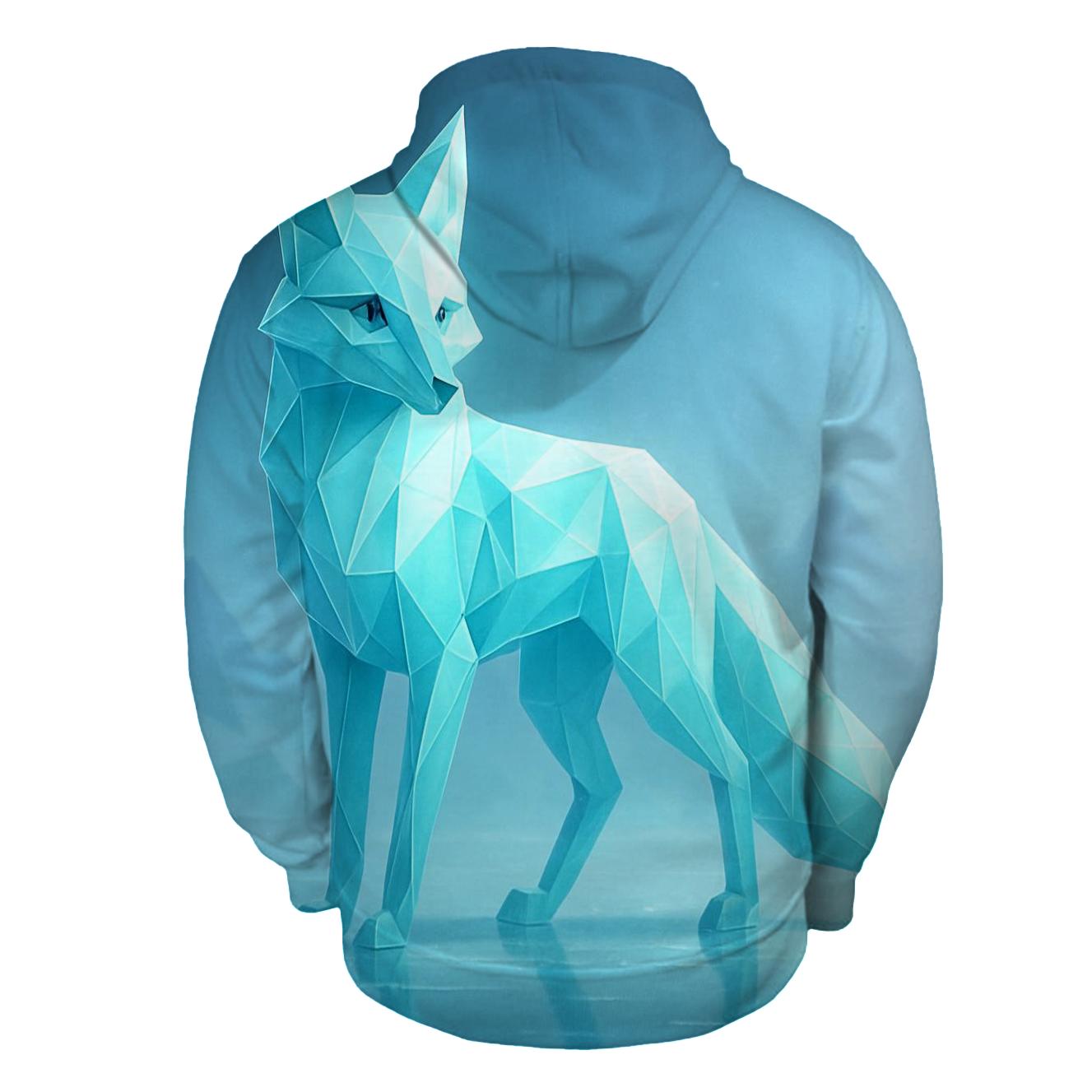 Crystal Glacier Fox embroidered hoodies