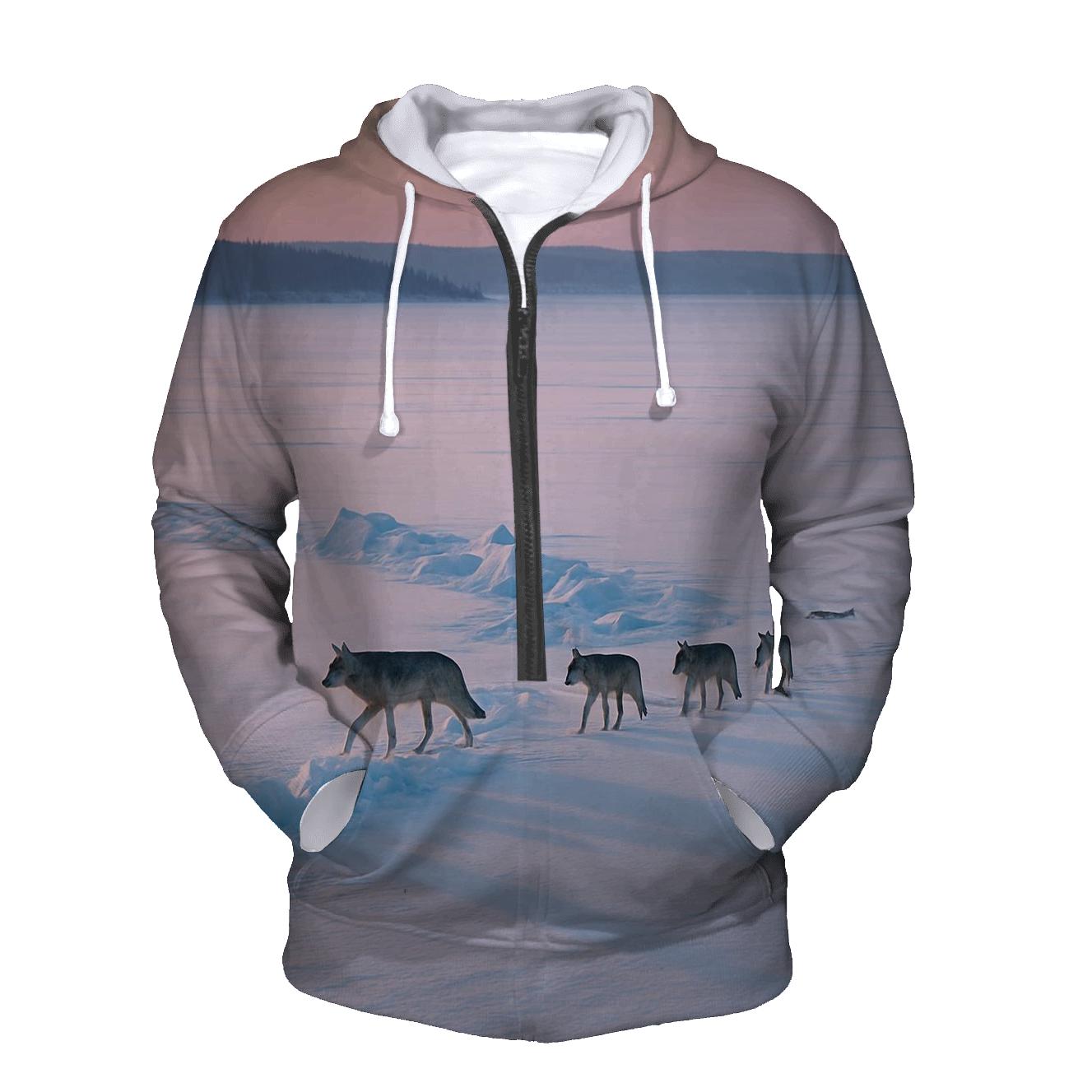 Winter Pack On Frozen Lake Pressure Ridge hoodie styles
