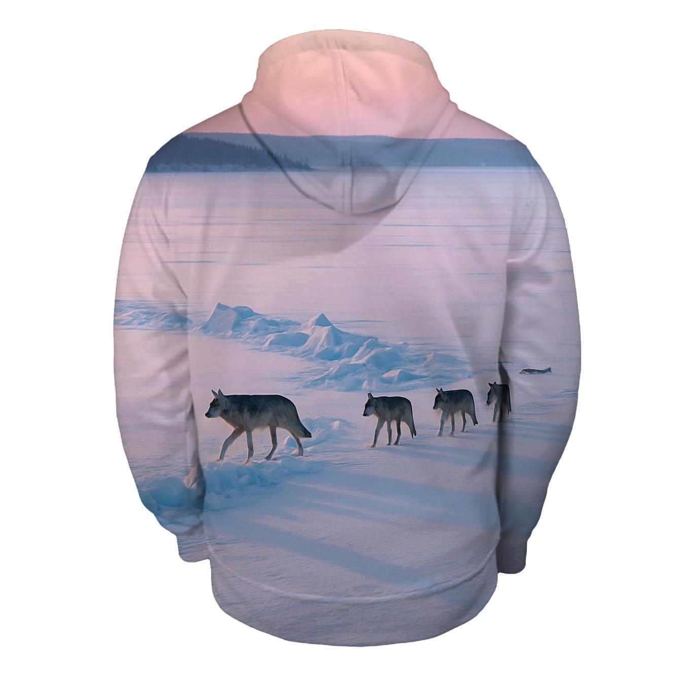Winter Pack On Frozen Lake Pressure Ridge hoodie styles