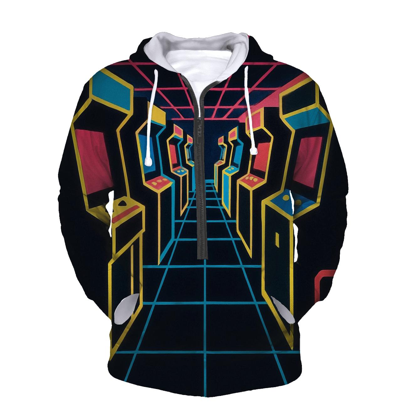 Retro Arcade Neon Lines hoodie designs