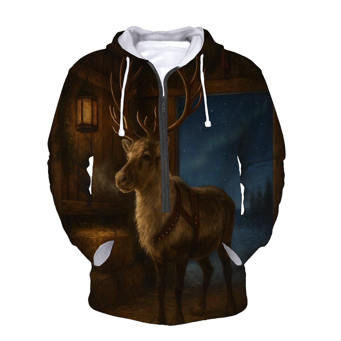 Reindeer Stable On Christmas Night hoodies fashion