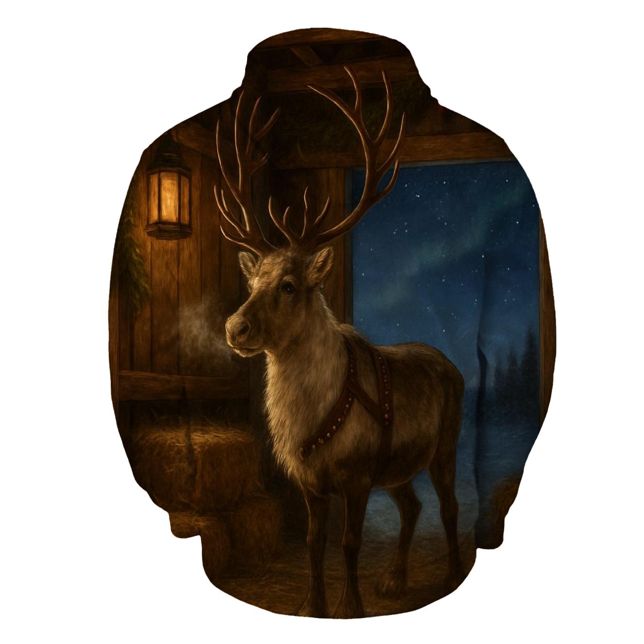 Reindeer Stable On Christmas Night hoodies fashion