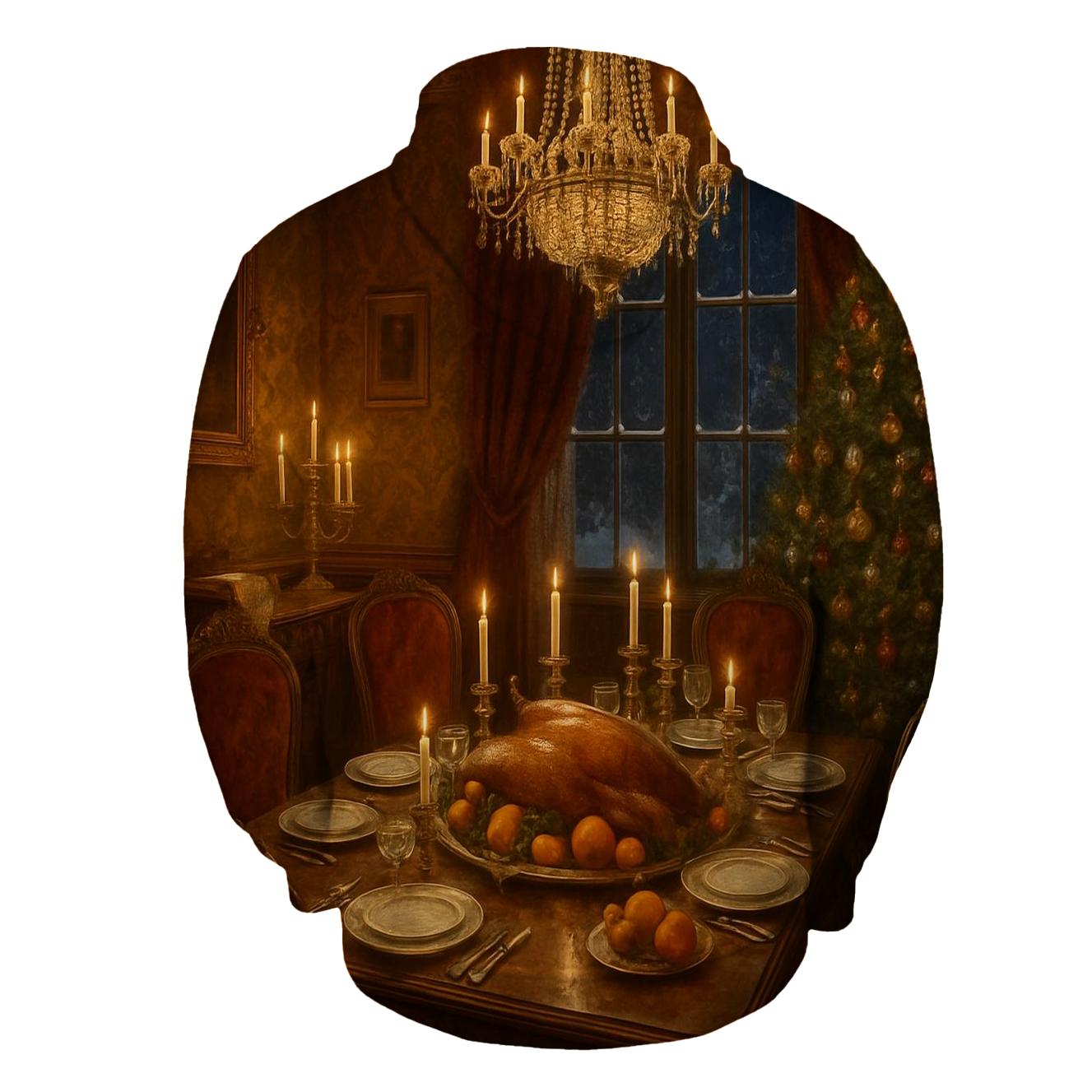 Victorian Parlor Christmas Supper printed hoodies