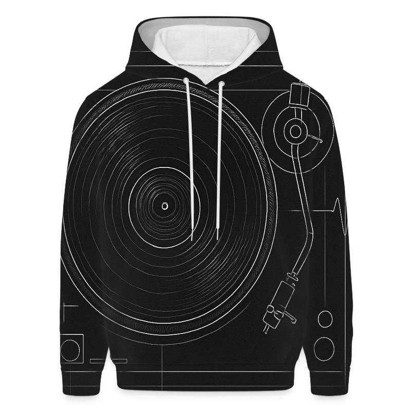 Monochrome Turntable Blueprint hoodie styles