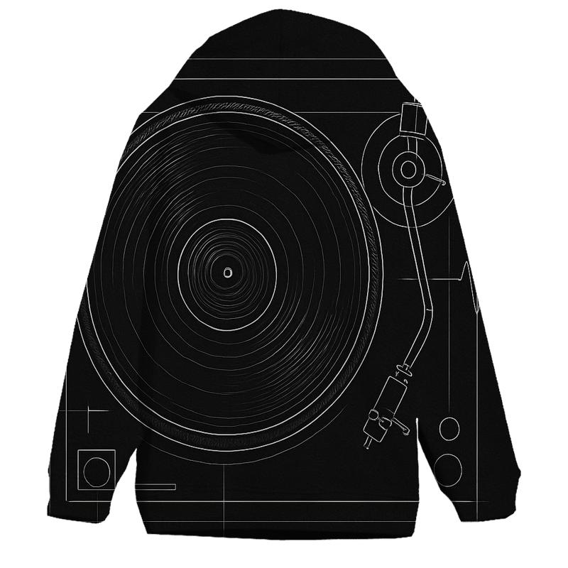 Monochrome Turntable Blueprint hoodie styles