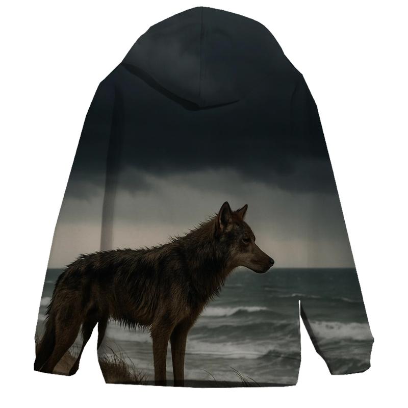 Coastal Dune Wolf Against Storm Front hoodie styles