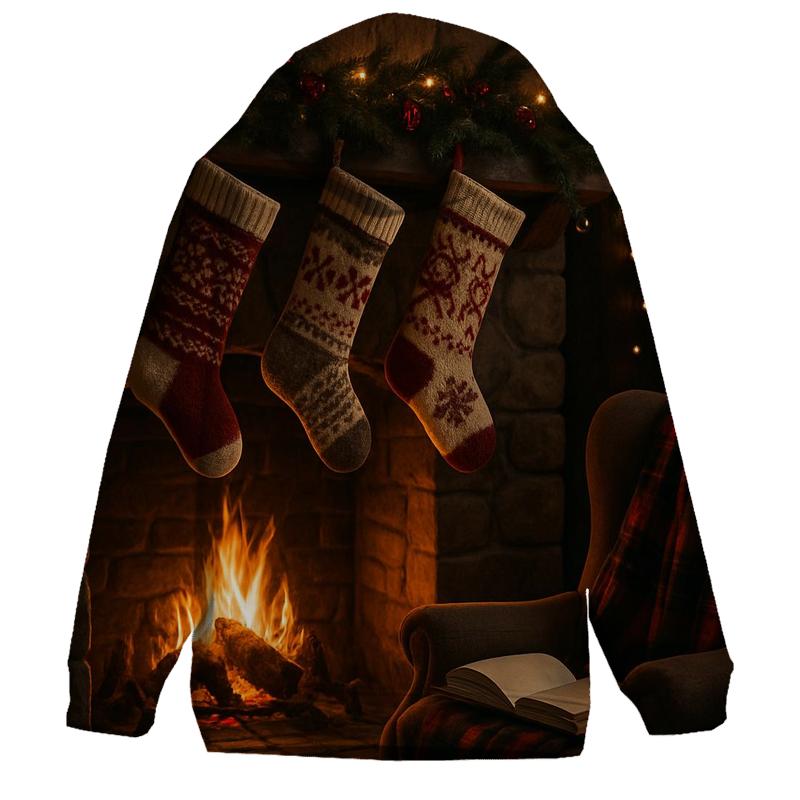 Fireside Stockings And Storytime printed hoodies