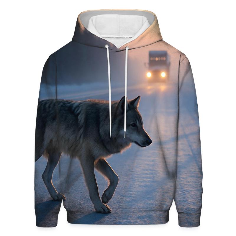 Wolf Crossing Frozen Highway designer hoodies
