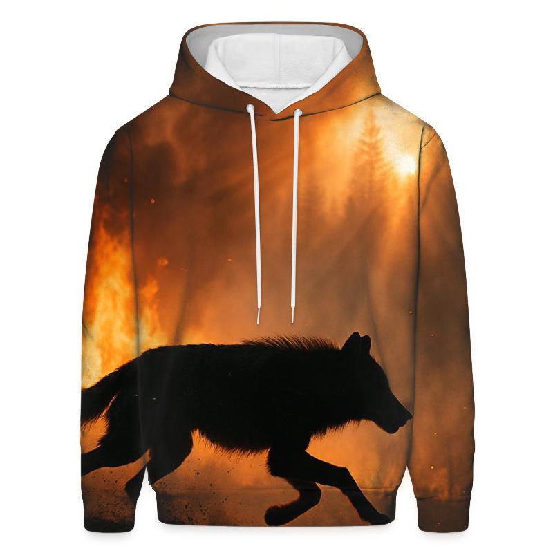 Forest Fire Escape Wolf Silhouette graphic hoodies