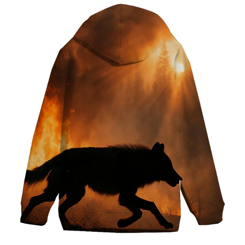 Forest Fire Escape Wolf Silhouette graphic hoodies