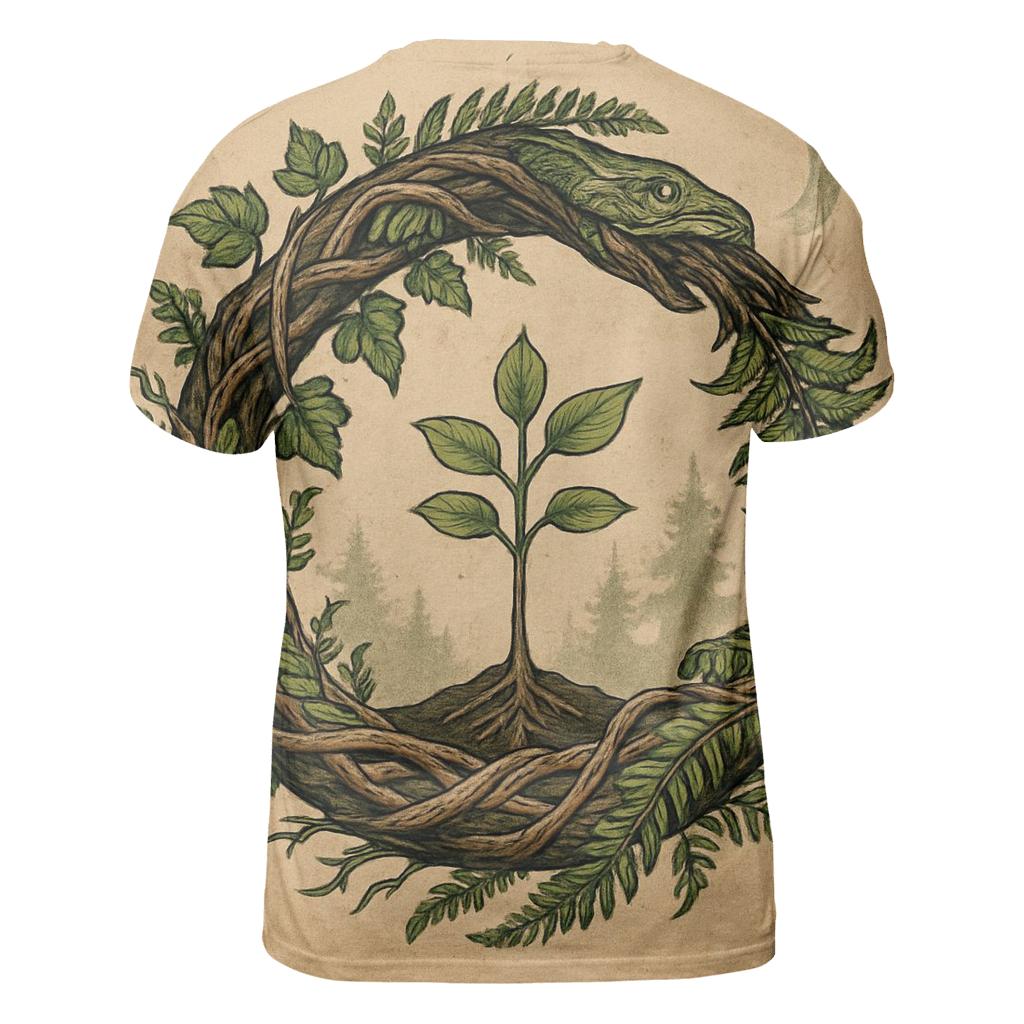 Forest Spirit Ouroboros vibrant all-over design tees