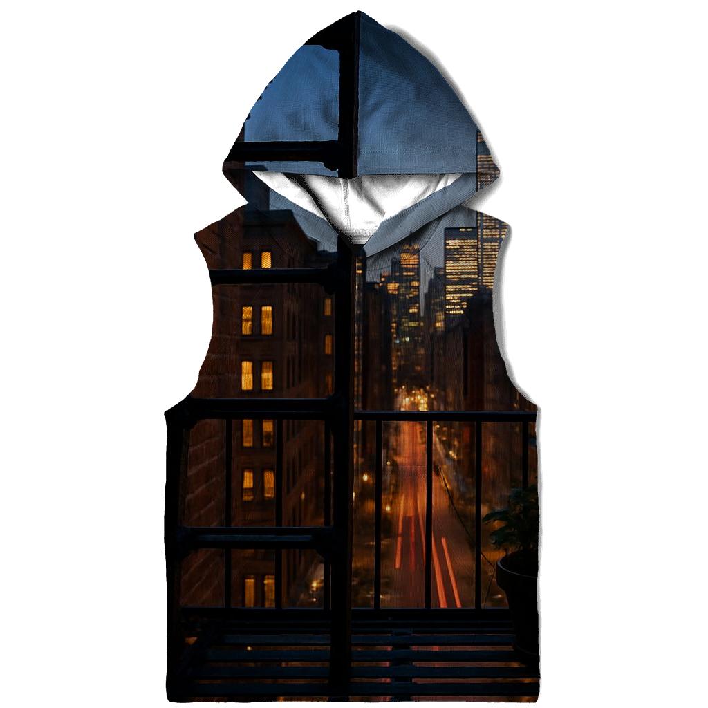 NoHo Fire Escape Framing Downtown Skyline embroidered hoodies