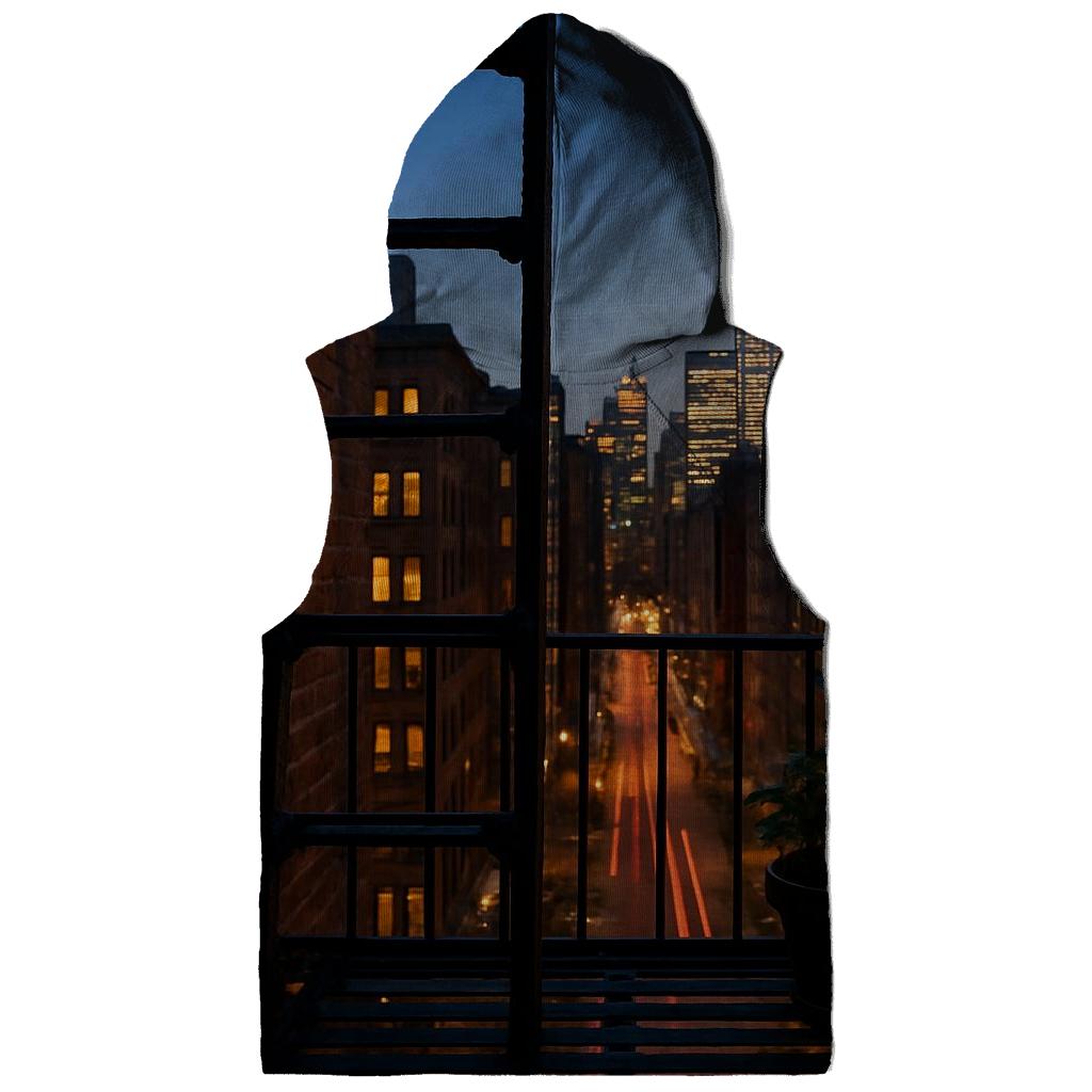 NoHo Fire Escape Framing Downtown Skyline embroidered hoodies