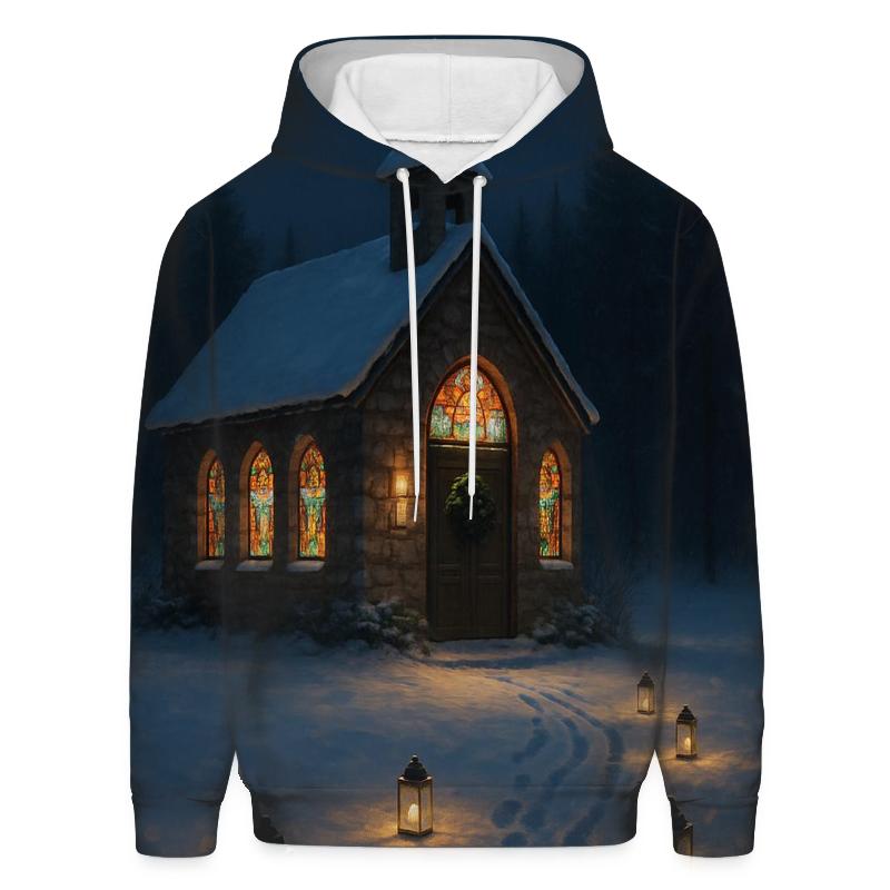 Midnight Mass Snowy Chapel printed hoodies