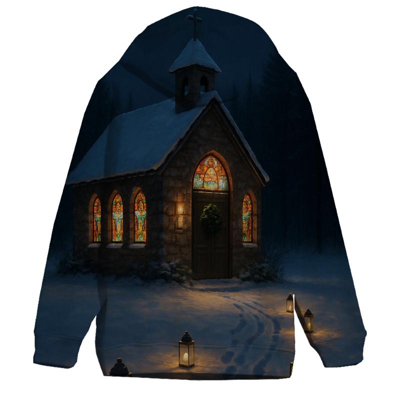 Midnight Mass Snowy Chapel printed hoodies