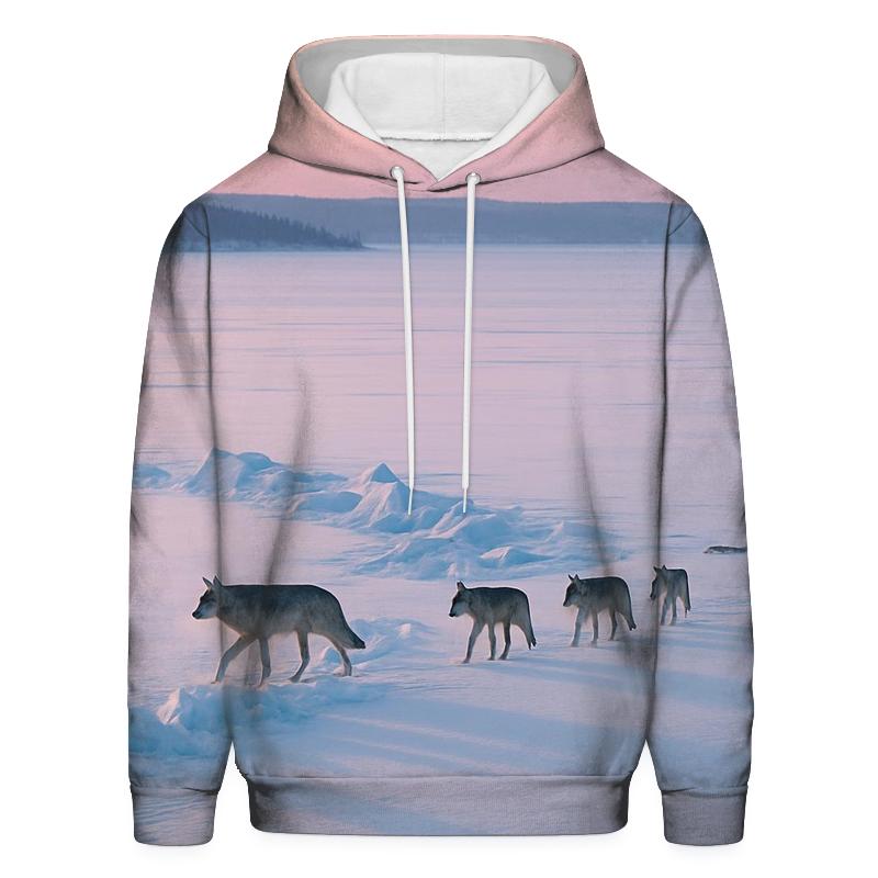 Winter Pack On Frozen Lake Pressure Ridge hoodies fashion