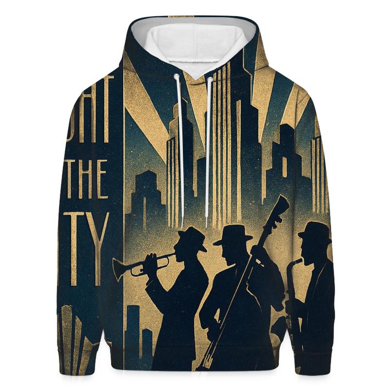 Art Deco City Jazz Night Poster printed hoodies