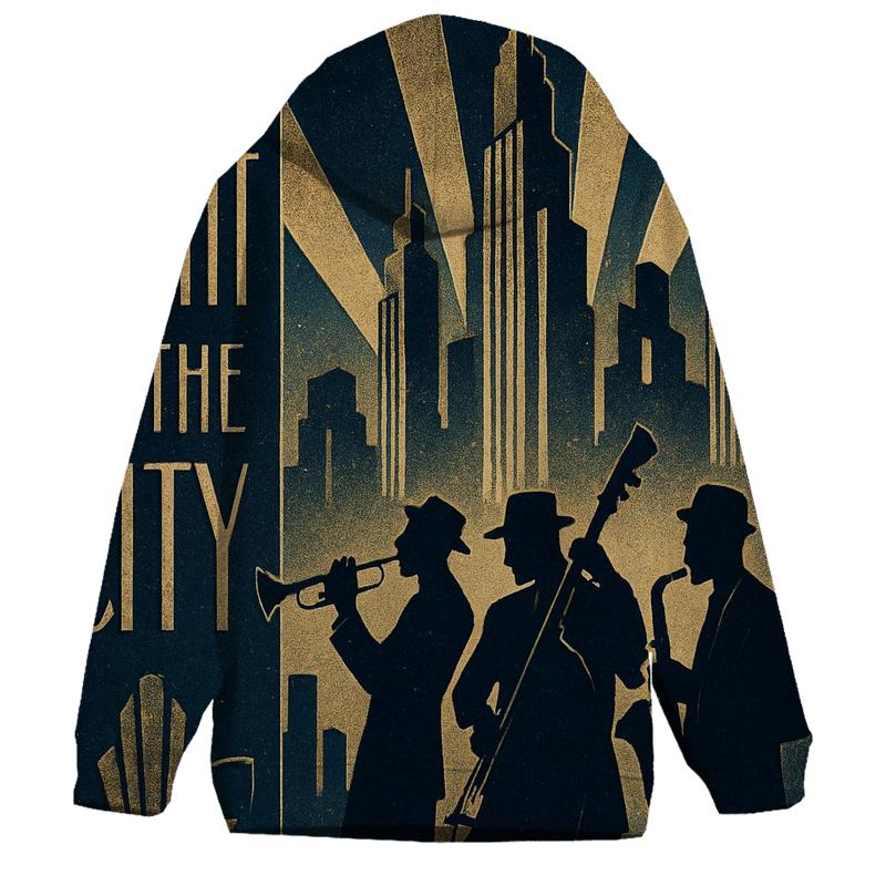 Art Deco City Jazz Night Poster printed hoodies