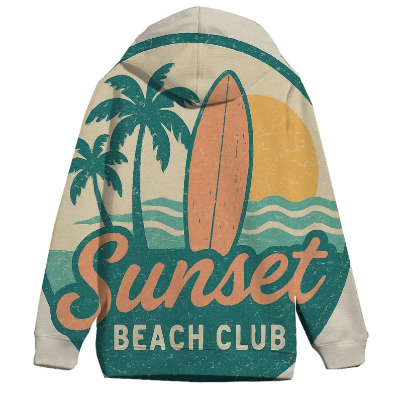 Retro Beach Club Summer Badge printed hoodies