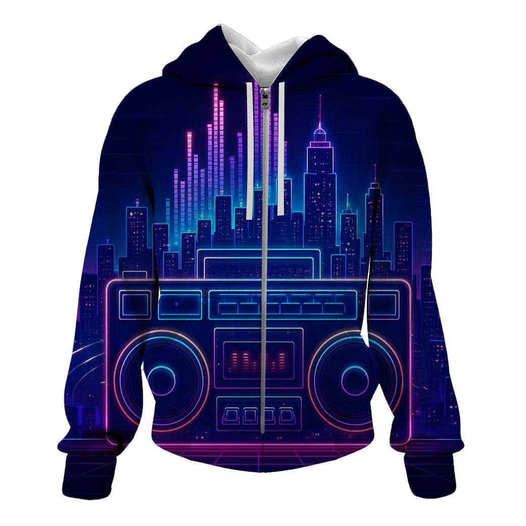 Neon Boombox Skyline hoodie styles