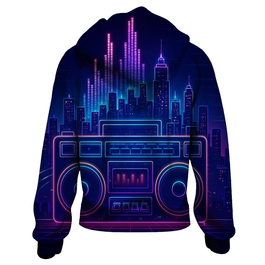 Neon Boombox Skyline hoodie styles