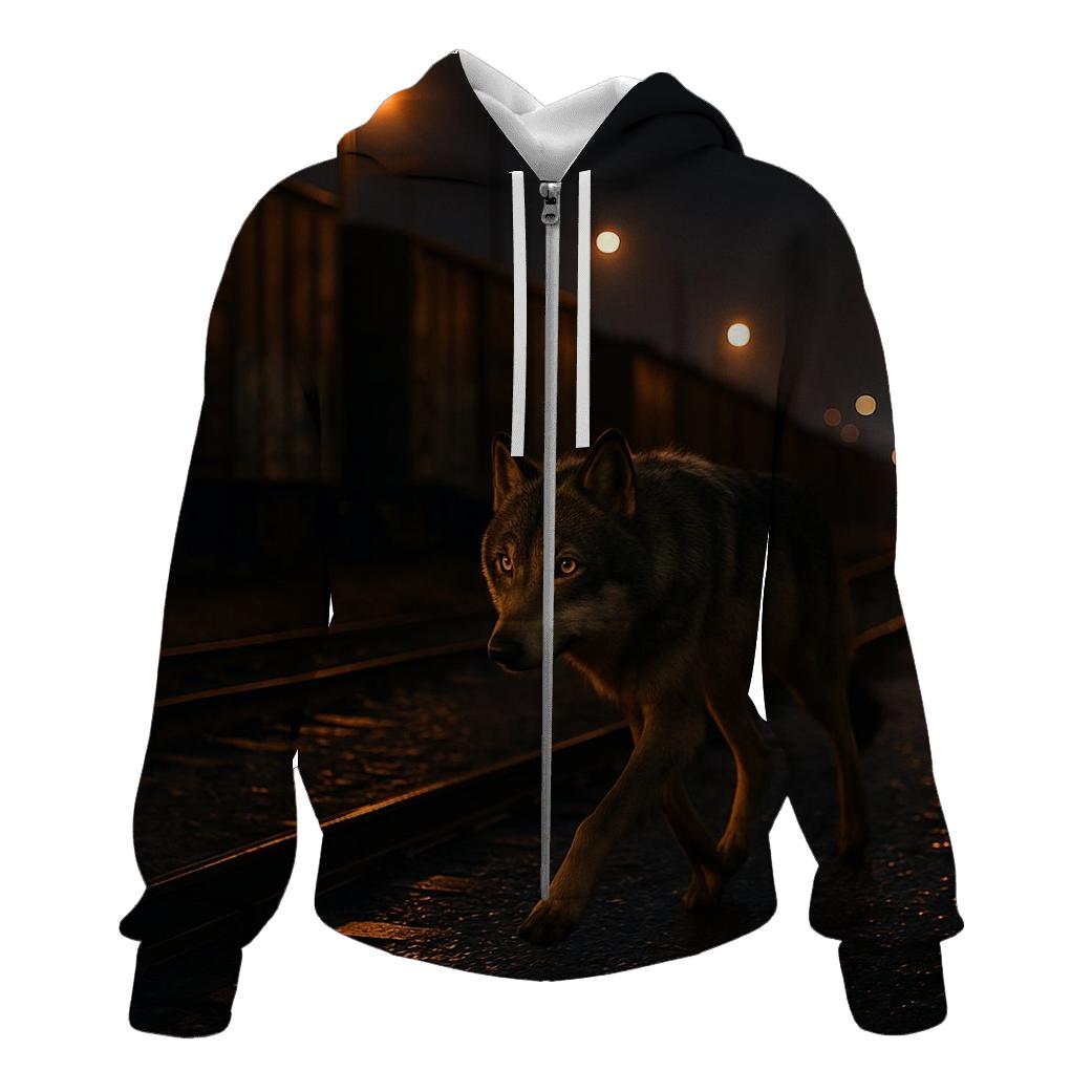 Urban Rail Yard Lone Wolf zip-up hoodies