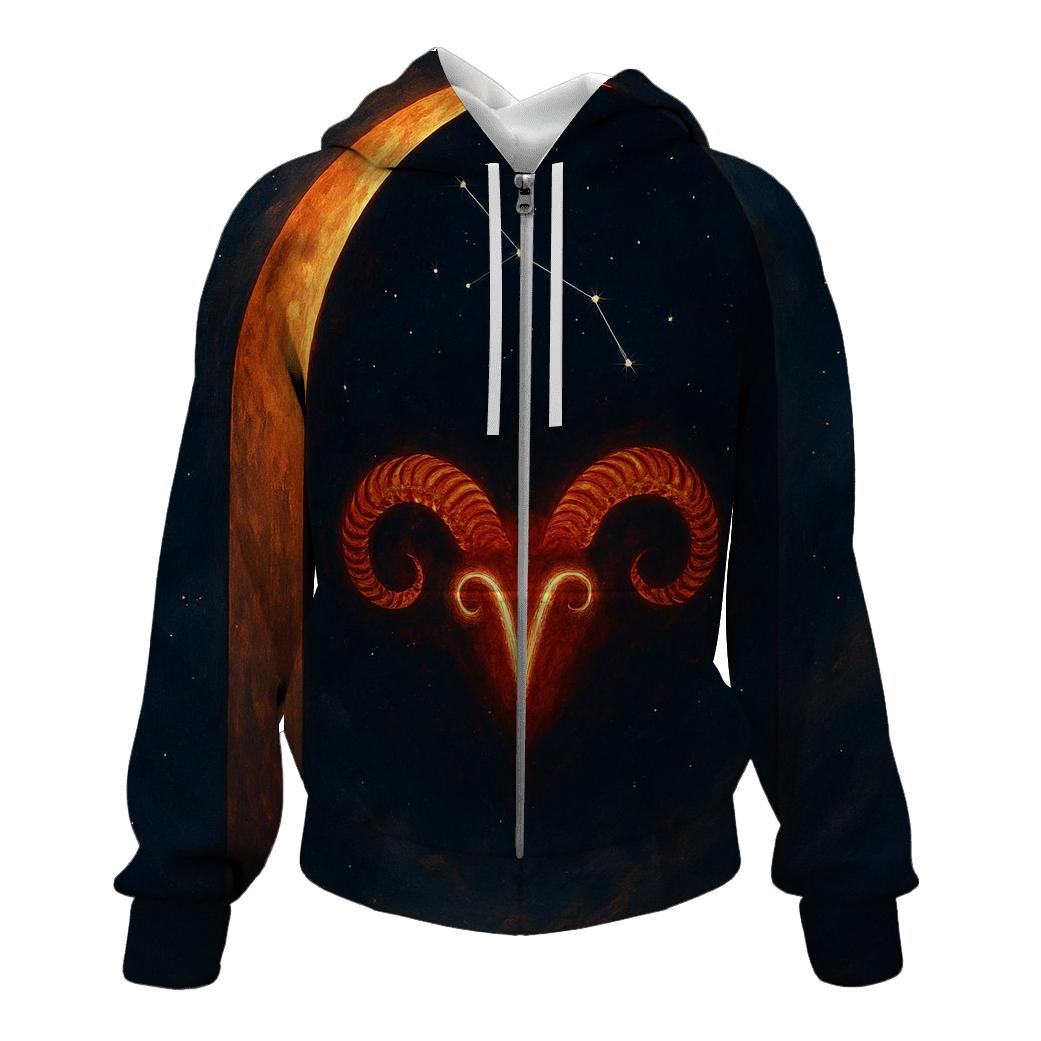 Lunar Aries Fire Gateway embroidered hoodies