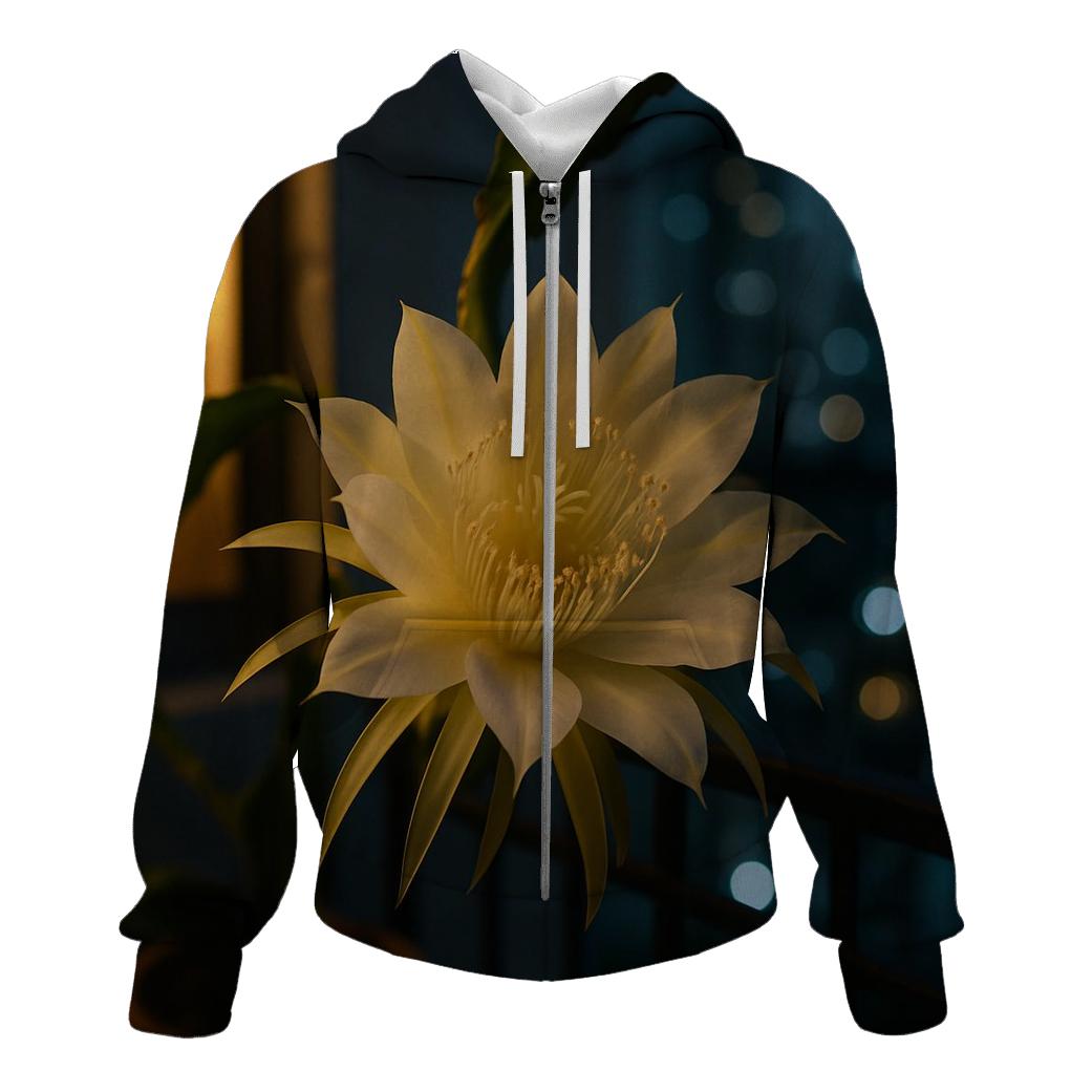 Night Blooming Cereus On A City Balcony printed hoodies