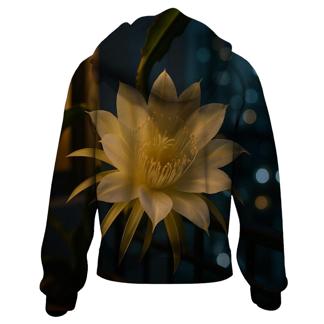 Night Blooming Cereus On A City Balcony printed hoodies