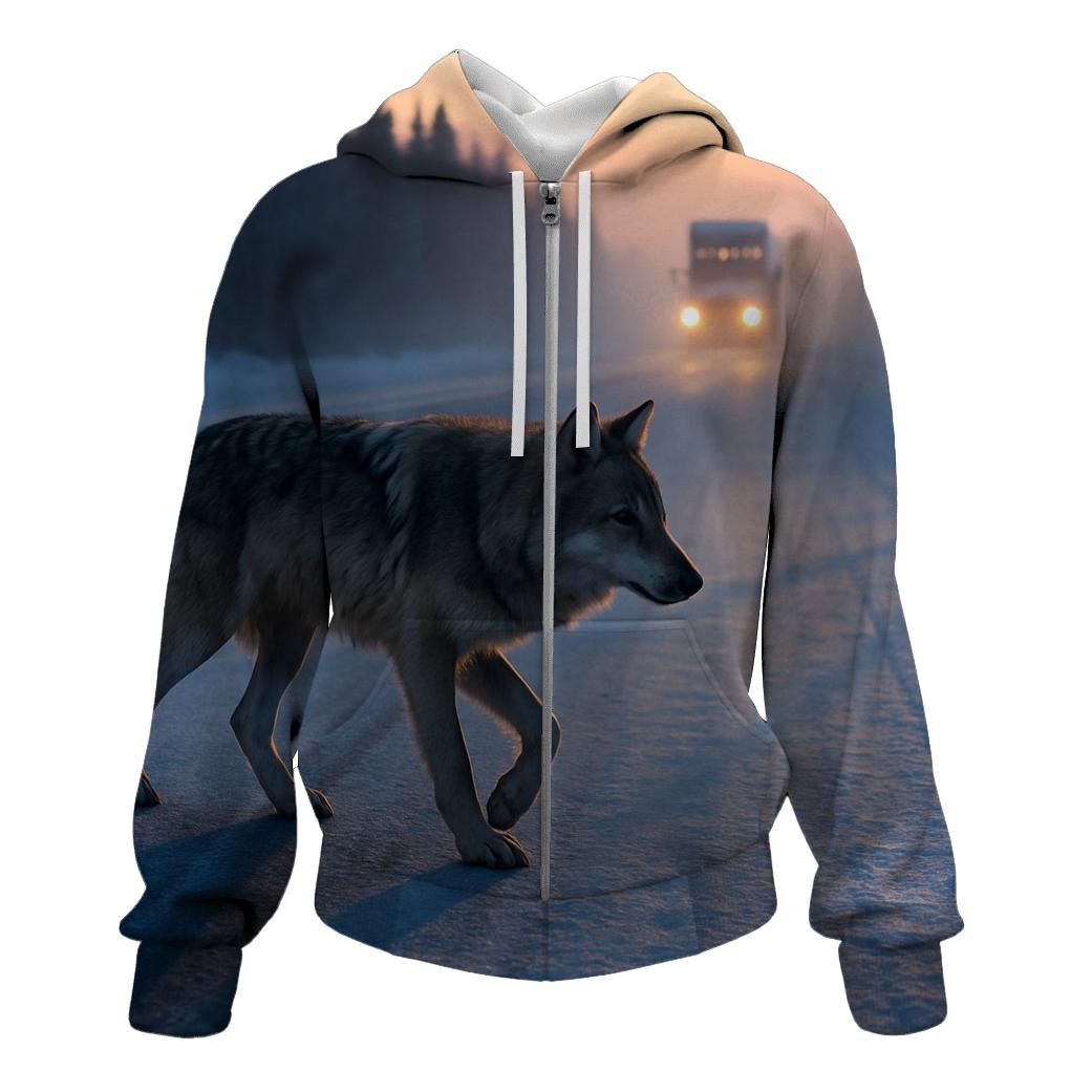 Wolf Crossing Frozen Highway hoodies fashion