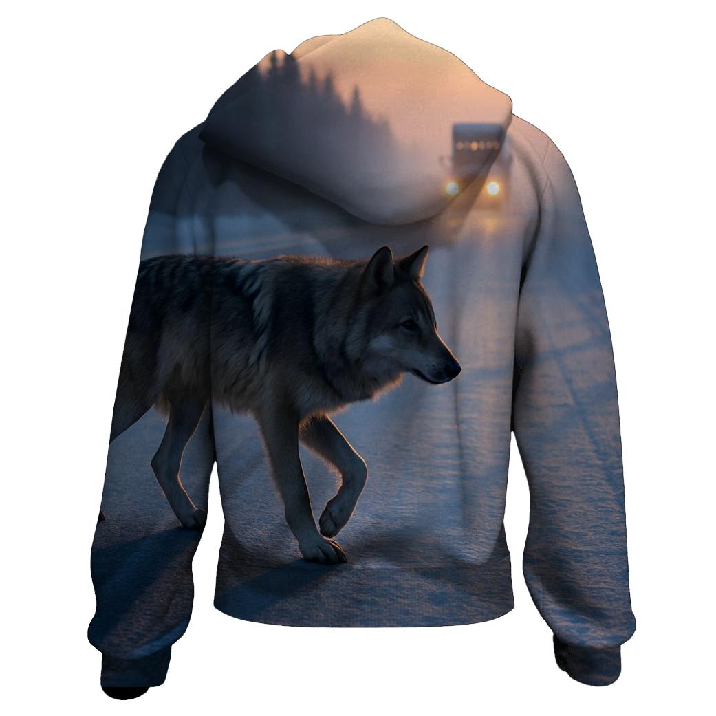 Wolf Crossing Frozen Highway hoodies fashion