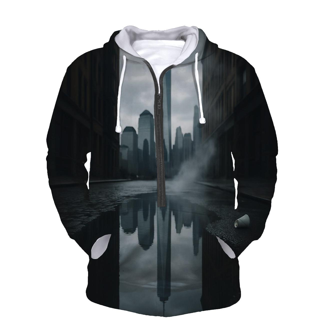 Financial District Reflections In Puddle zip-up hoodies