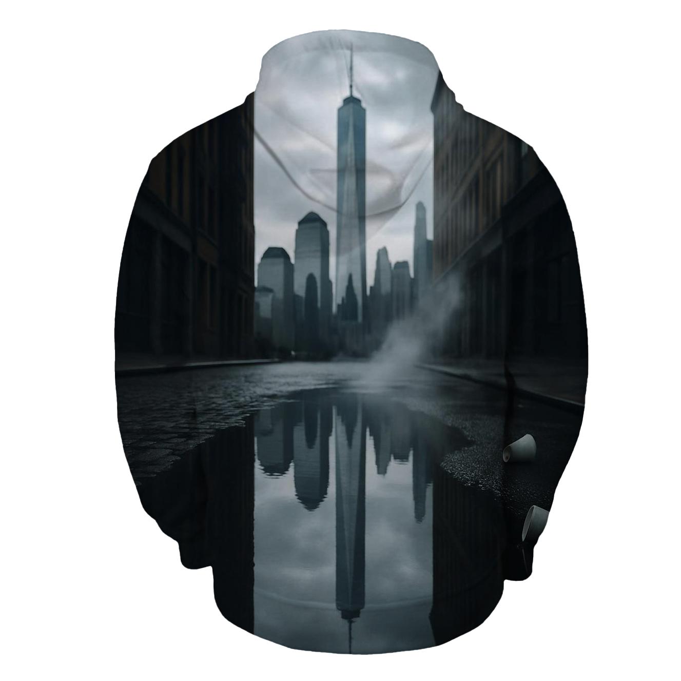 Financial District Reflections In Puddle zip-up hoodies