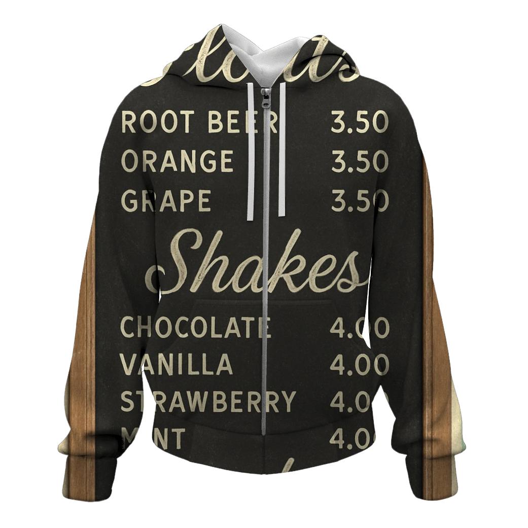 Vintage Soda Fountain Menu Board hoodie styles