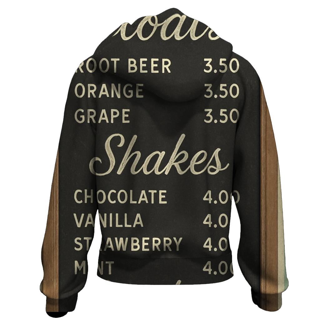 Vintage Soda Fountain Menu Board hoodie styles