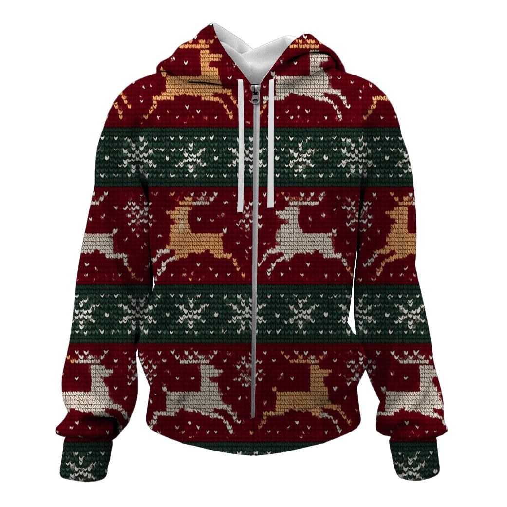 Reindeer Snowflake Race Track Design embroidered hoodies