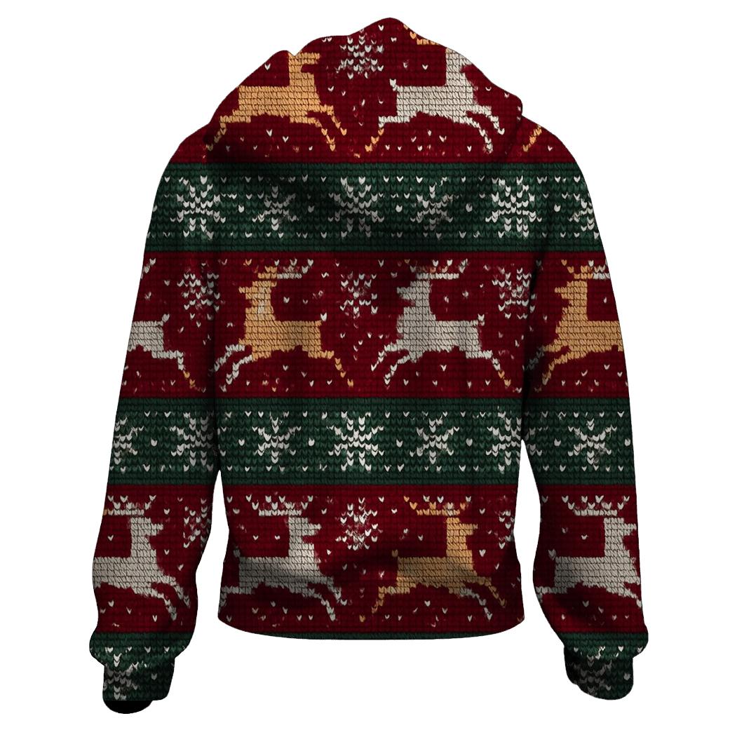 Reindeer Snowflake Race Track Design embroidered hoodies