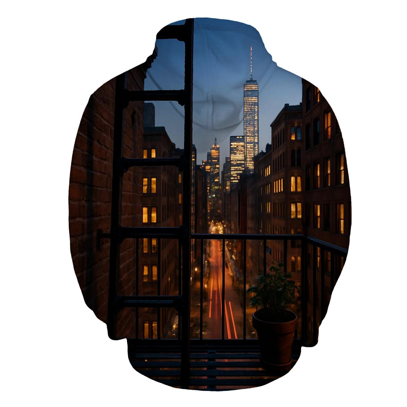 NoHo Fire Escape Framing Downtown Skyline designer hoodies