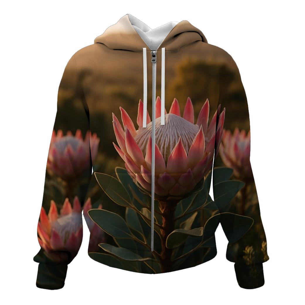 Protea Harvest In South African Fynbos printed hoodies